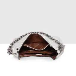 Esbeda White Solid Medium Hobo Handbag image 5