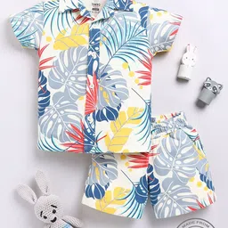 YK X Tinyo Boys Printed Tropical Pure Cotton Shirt with Shorts-picture-8