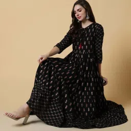 showoffff SHOWOFF Black Printed Anarkali Kurta image 5