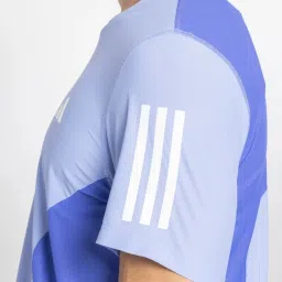 Adidas Blue Regular Fit Colour Block Sports T-Shirt image 5