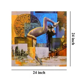 999Store Multicolor Canvas Abstract Expression Of Indian Spirituality Painting image 5