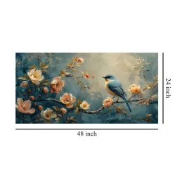 999Store Teal Canvas Bird On Blossom Painting image 5