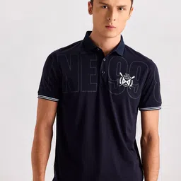 Red Flame Men Polo Collar Applique T-shirt-picture-54
