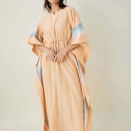 The Kaftan Company Peach Cotton Striped Kaftan-picture-20