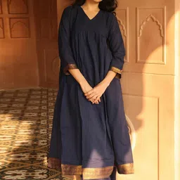 Aaghnya V-Neck Empire Anarkali Kurta With Trousers-picture-32