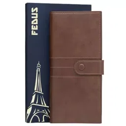 FEDUS Premium Long Passport Holder Faux Leather, D-Brown, RFID Protected Travel Accessories-picture-47