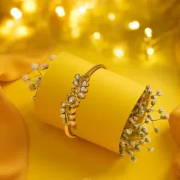 Zaveri Pearls Gold Plating Antique Contemporary Cubic Zirconia Kada Bracelets-image-49