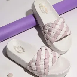 Shoetopia Kids Pink & White Casual Slides-image-98
