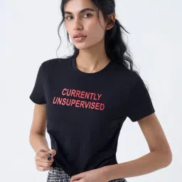 Superstar by Westside Black Typographic Cotton-Blend T-Shirt-image-18