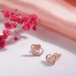 Zavya Heartfelt Radiance Rose Gold-Plated 925 Sterling Silver Earrings with CZ-image-85
