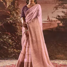 Saree Mall Pink Woven Sarees With Unstitched Blouse-picture-41