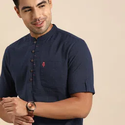 Anouk Men Navy Blue Solid Kurta image 5