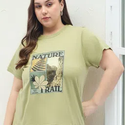 DressBerry Curve Women Plus Size Graphic Printed Cotton T-shirt-image-18