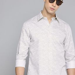 Flying Machine Pure Cotton Slim Fit Geometric Printed Casual Shirt-picture-2