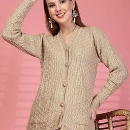 Moda Rapido Women Cable Knit Woollen Cardigan-picture-24