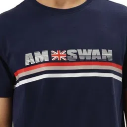 AMSWAN Men Typography Printed Applique T-shirt image 4
