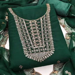 HERE&NOW Floral Embroidered Zari Georgette Unstitched Dress Material-picture-28