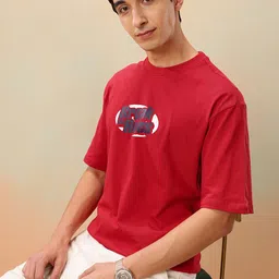 Mast & Harbour Typography Printed Drop-Shoulder Sleeves Pure Cotton Relaxed Fit T-shirt-picture-18