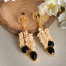 Silvermerc Designs Black & Gold-Plated Contemporary Drop Earrings-picture-35
