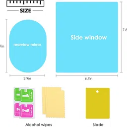 DETACHI Anti Fog Film for Car Mirror Car Window Film Water Protective Film Sticker for Car Anti-Glare, Anti-Scratch, Rainproof (2 PCs Oval + 2 PCs Square) Universal Combo Pack image 2