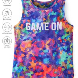 Pine Active Sleeveless High Stretch T-Shirt Text & Abstract Print - Multicolour-picture-39
