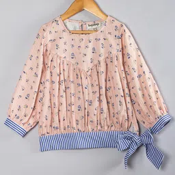 Hugsntugs Cotton Woven Full Sleeves Floral Printed Top - Pink-picture-31