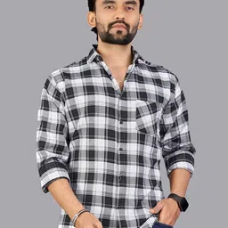 Metronaut Men Classic Fit Tartan Checked Spread Collar Cotton Casual Shirt-image-74