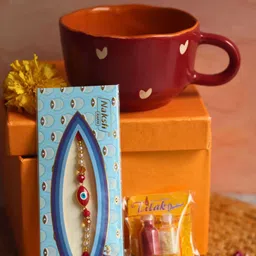 WEAVING HOMES Set Of 1 Rakhi With Cupid Cup image 1
