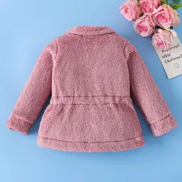 Mark & Mia Full Sleeves Solid Fur Winter Jacket - Pink image 2