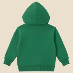 KUCHIPOO Fleece Knit Full Sleeves Typography Printed Light Winter Hoodie - Green image 3