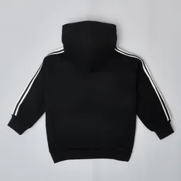 Kiwi Cotton Knit Full Sleeves Side Taped Light Winter Hooded Sweatshirt - Black image 3