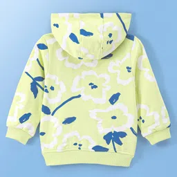 Babyoye 100% Cotton Eco Conscious Full Sleeves Sweat Jacket Cloud Print - Lime Green image 3