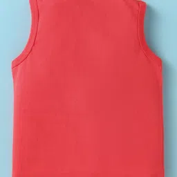 Tango Single Jersey Knit Sleeveless Shorts Night Suit With Bunny Print - Red image 3