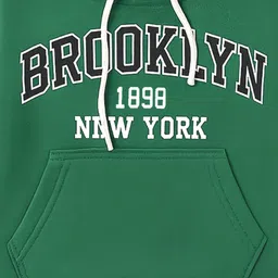 KUCHIPOO Fleece Knit Full Sleeves Typography Printed Light Winter Hoodie - Green image 4