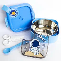 SCHOOLISH Astronaut and Space Theme Lunch Box with Spoon SS304 Lunch Box Tiffin Box for School, Air Tight Lunch Box Insulated Lunch Box Lunch Box for Dry Foods (Color May Vary) image 4