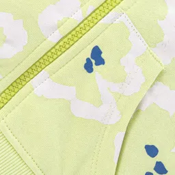 Babyoye 100% Cotton Eco Conscious Full Sleeves Sweat Jacket Cloud Print - Lime Green image 4