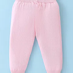 ToffyHouse Cotton Knitted Full Raglan Sleeves Sweater Set With Stripes & Elephant Design - Baby Pink image 4