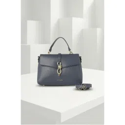 Van Heusen Women Navy Textured Casual Handbag with Detachable Strap-picture-16