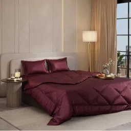 Stoa Paris Date Night Velvet Wine Bed In A Bag Double Bedsheet, Comforter with 2 Pillow Cover image 1