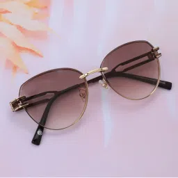 Carlton London Premium Gold with Brown Toned & UV Protected Lens Cat Eye Sunglass for Women (55)-image-44