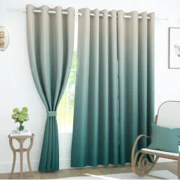 Story@Home 242 Cm 8 Ft Polyester Blackout Semi Long Door Curtain Single Curtain Ocean Green & Ivory-picture-28