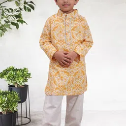 Cutiekins Boys Floral Printed Regular Kurta with Pyjamas Kurta Sets-picture-25