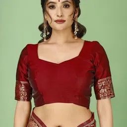 SAREEFLAME Floral Zari Pure Silk Banarasi Saree image 3