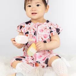 THE PLUSH CLUB Infants Icecream Printed Round Neck Rompers-picture-30