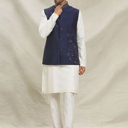 Arihant Rai Sinha Men Regular Sequinned Raw Silk Kurta with Trousers-picture-13