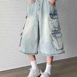 StyleCast x Revolte Men Loose Fit Washed Cargo Jorts image 4