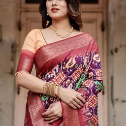 ALMAARI FASHION Bagh Zari Pure Silk Kanjeevaram Saree image 4