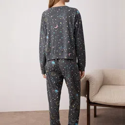 Trendyol Women Geometric Printed Round Neck Pure Cotton Night Suit image 3