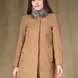 Thirty Threads Women Mock Collar Single-Breasted Long Overcoat-picture-33