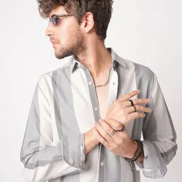 VASTRADO Men Slim Fit Vertical Striped Spread Collar Cotton Casual Shirt-picture-26